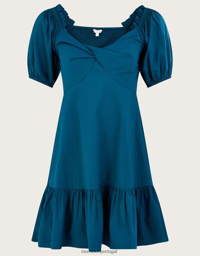 roupas vestido de popeline simples Monsoon mulheres cerceta RPLH8F910
