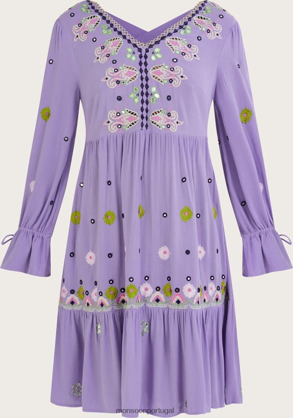 roupas vestido kaftan bordado premium em lenzing ecovero Monsoon mulheres roxo (lilás) RPLH8F563