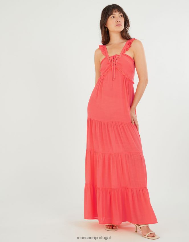 roupas vestido maxi premium com renda Monsoon mulheres laranja (coral) RPLH8F454