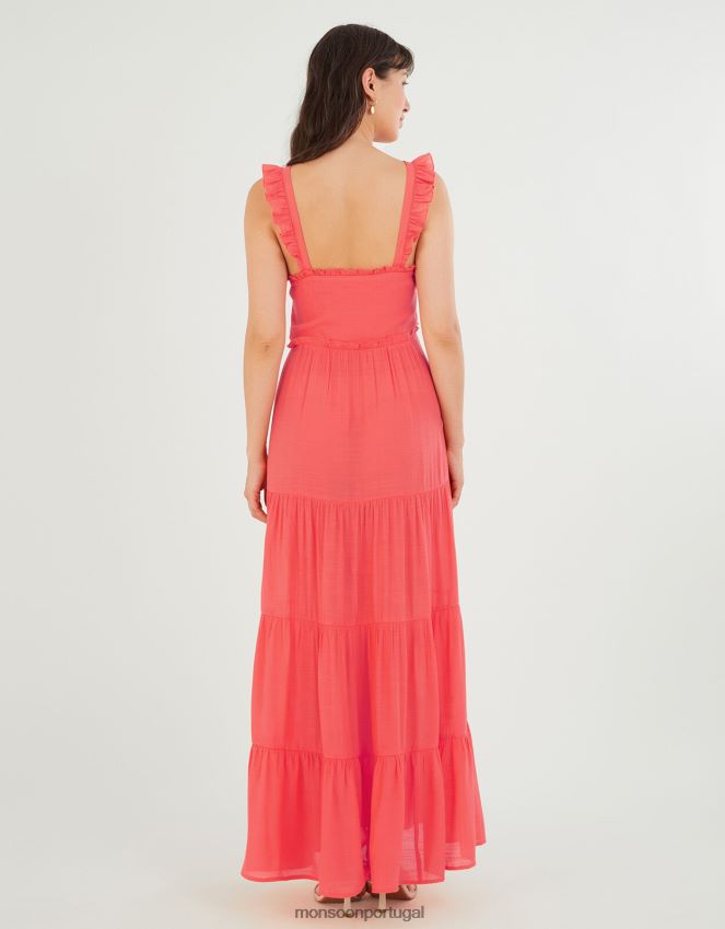 roupas vestido maxi premium com renda Monsoon mulheres laranja (coral) RPLH8F454