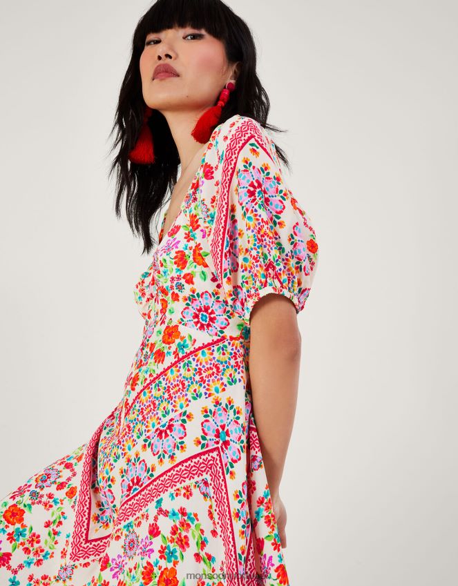 roupas Vestido maxi floral Julietta em viscose sustentável Monsoon mulheres marfim RPLH8F271