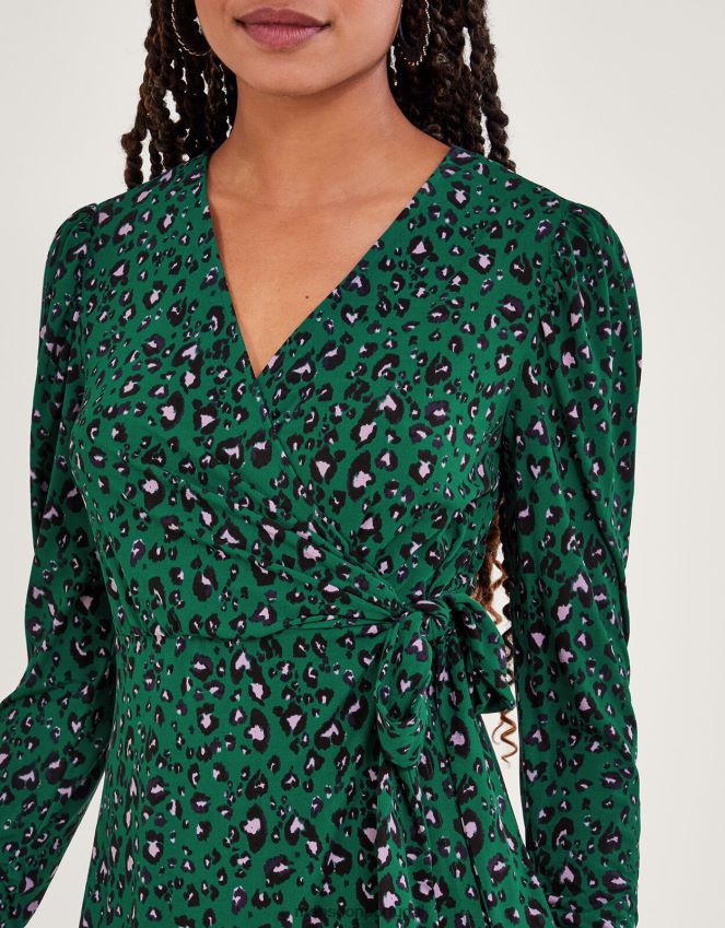 roupas vestido envolvente estampado Monsoon mulheres verde RPLH8F121