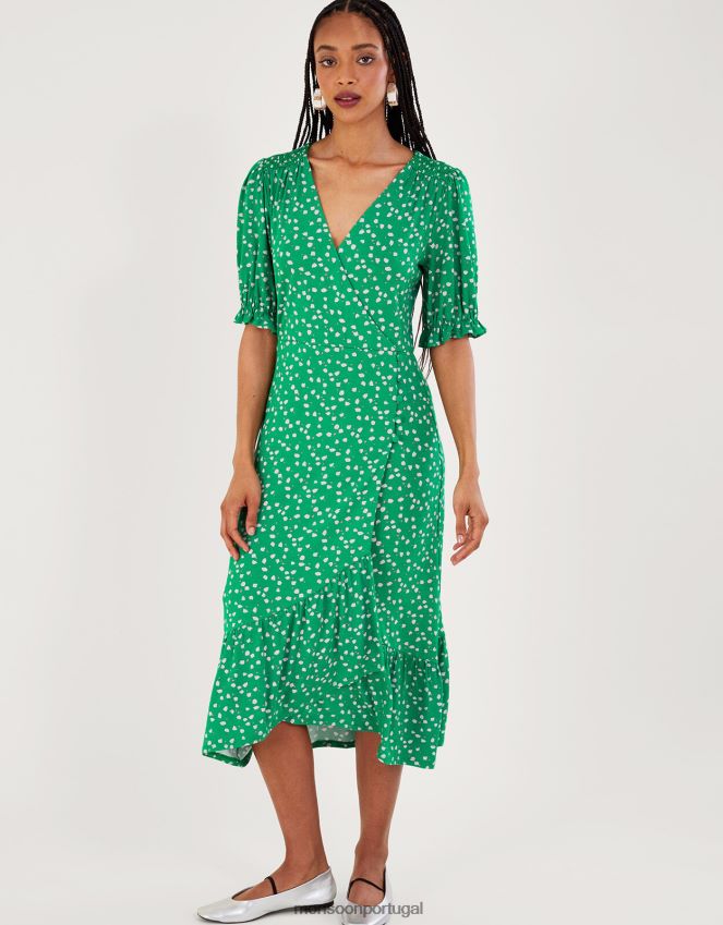 roupas vestido envolvente hattie Monsoon mulheres verde RPLH8F169