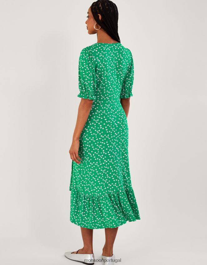 roupas vestido envolvente hattie Monsoon mulheres verde RPLH8F169