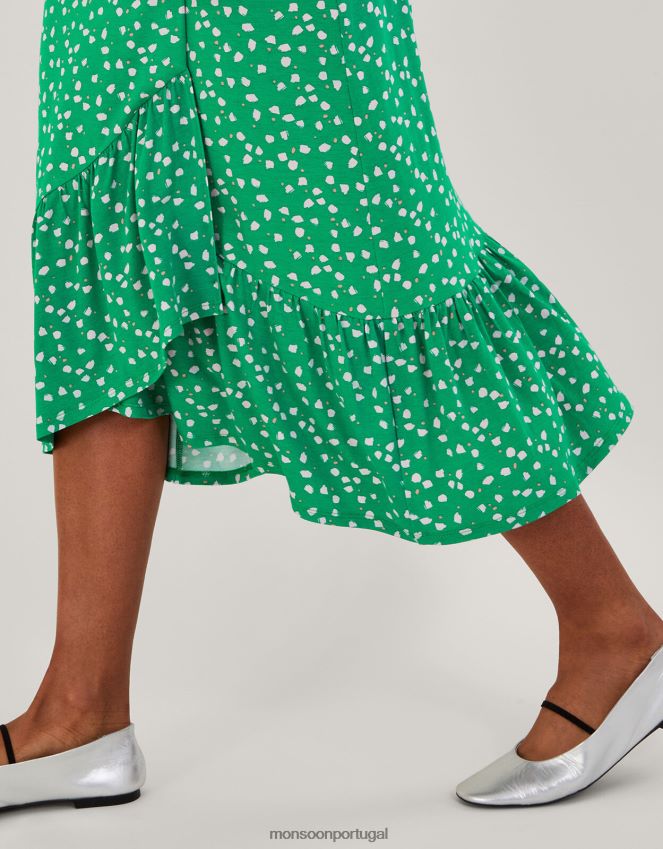 roupas vestido envolvente hattie Monsoon mulheres verde RPLH8F169