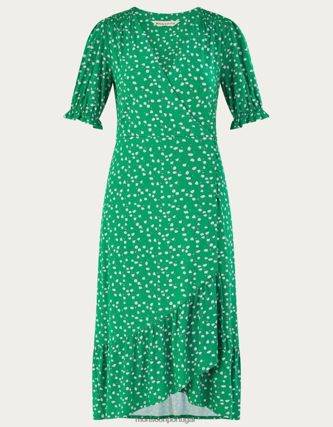 roupas vestido envolvente hattie Monsoon mulheres verde RPLH8F169