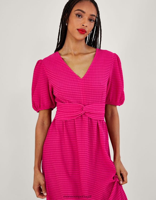 roupas vestido midi em jersey com detalhes torcidos Monsoon mulheres rosa RPLH8F308
