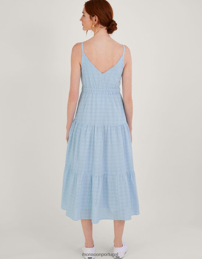 roupas vestido belle bordado Monsoon mulheres azul RPLH8F338