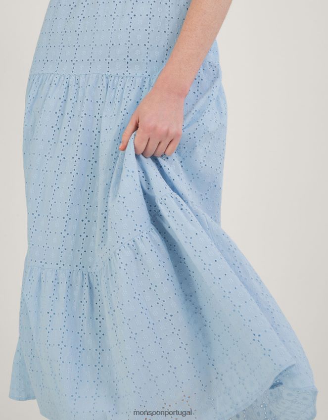 roupas vestido belle bordado Monsoon mulheres azul RPLH8F338