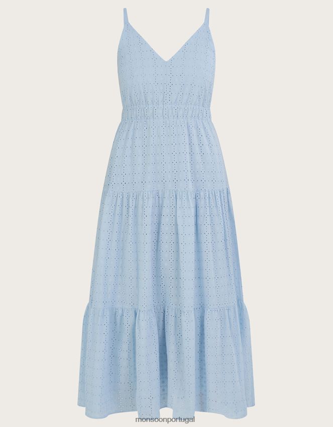 roupas vestido belle bordado Monsoon mulheres azul RPLH8F338