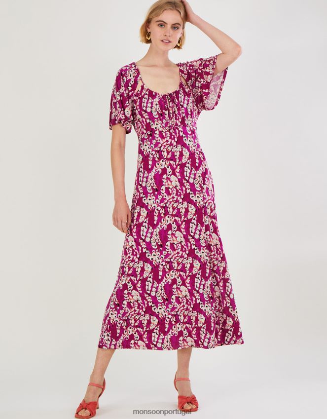 roupas vestido maxi em jérsei de penas com tiras Monsoon mulheres rosa RPLH8F778