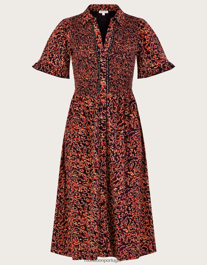 roupas vestido camisa estampado Monsoon mulheres vermelho RPLH8F357